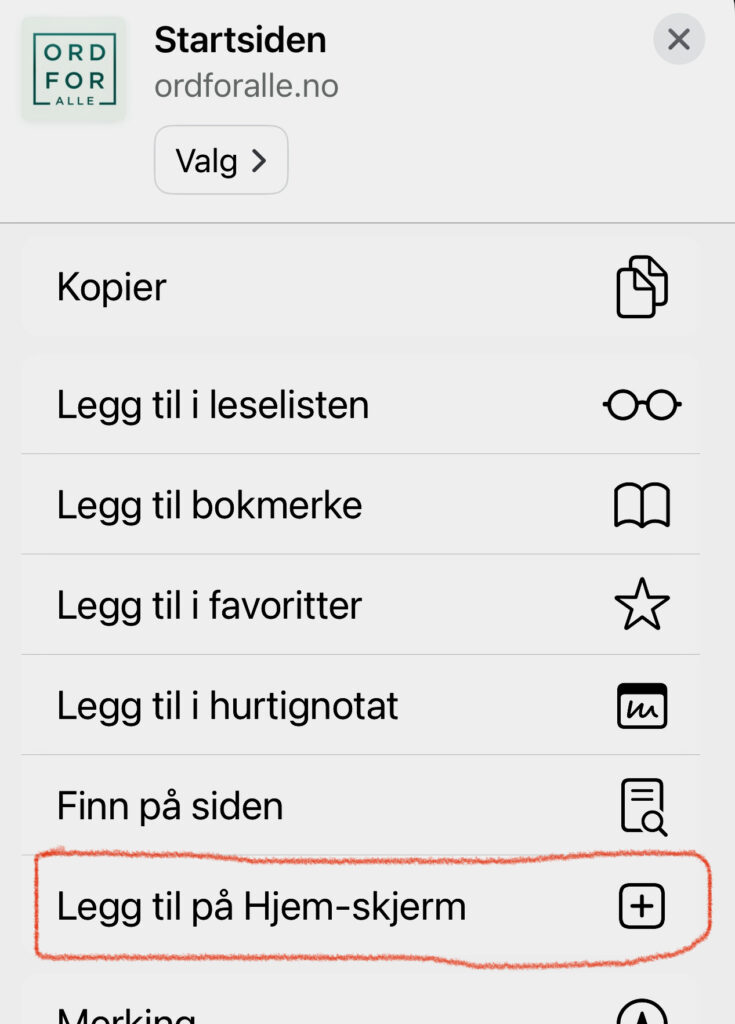 Legg til på hjemskjerm iphone